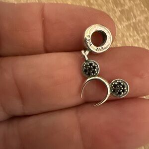 Sterling Silver Charm Dangle with Black Accents - S925
